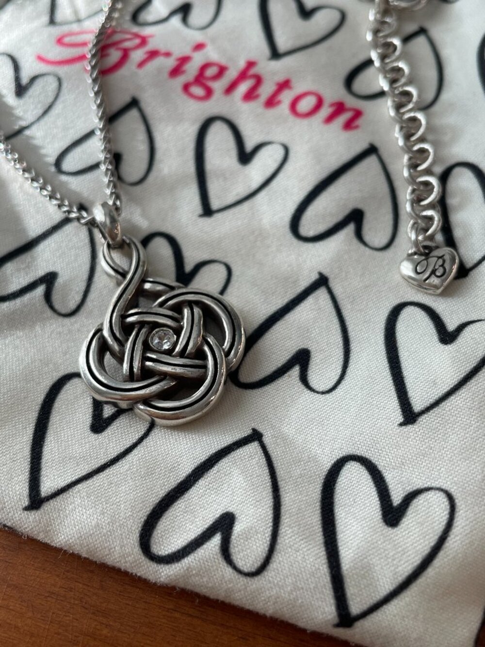 Brighton Interlok Petite Silver Crystal Pendant Necklace